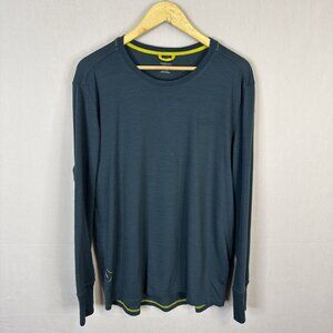 Icebreaker Merino Wool Base Layer Long Sleeve Shirt Men’s Large Blue Green
